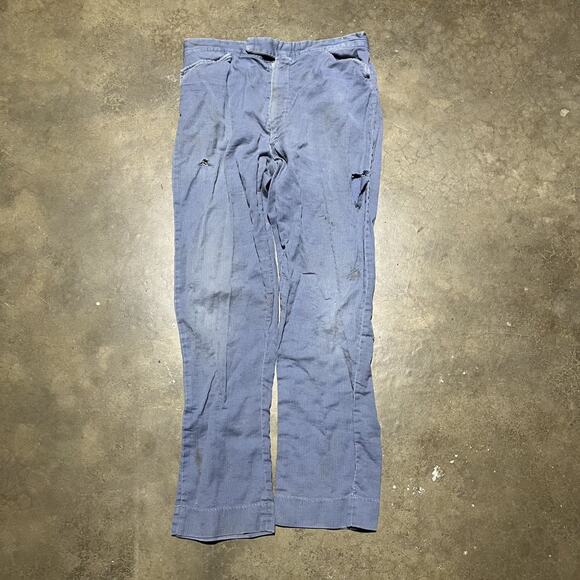 Vintage 50s Liberty Blue Corduroy Side Clasp Chinos 29x28 - Picture 1 of 8